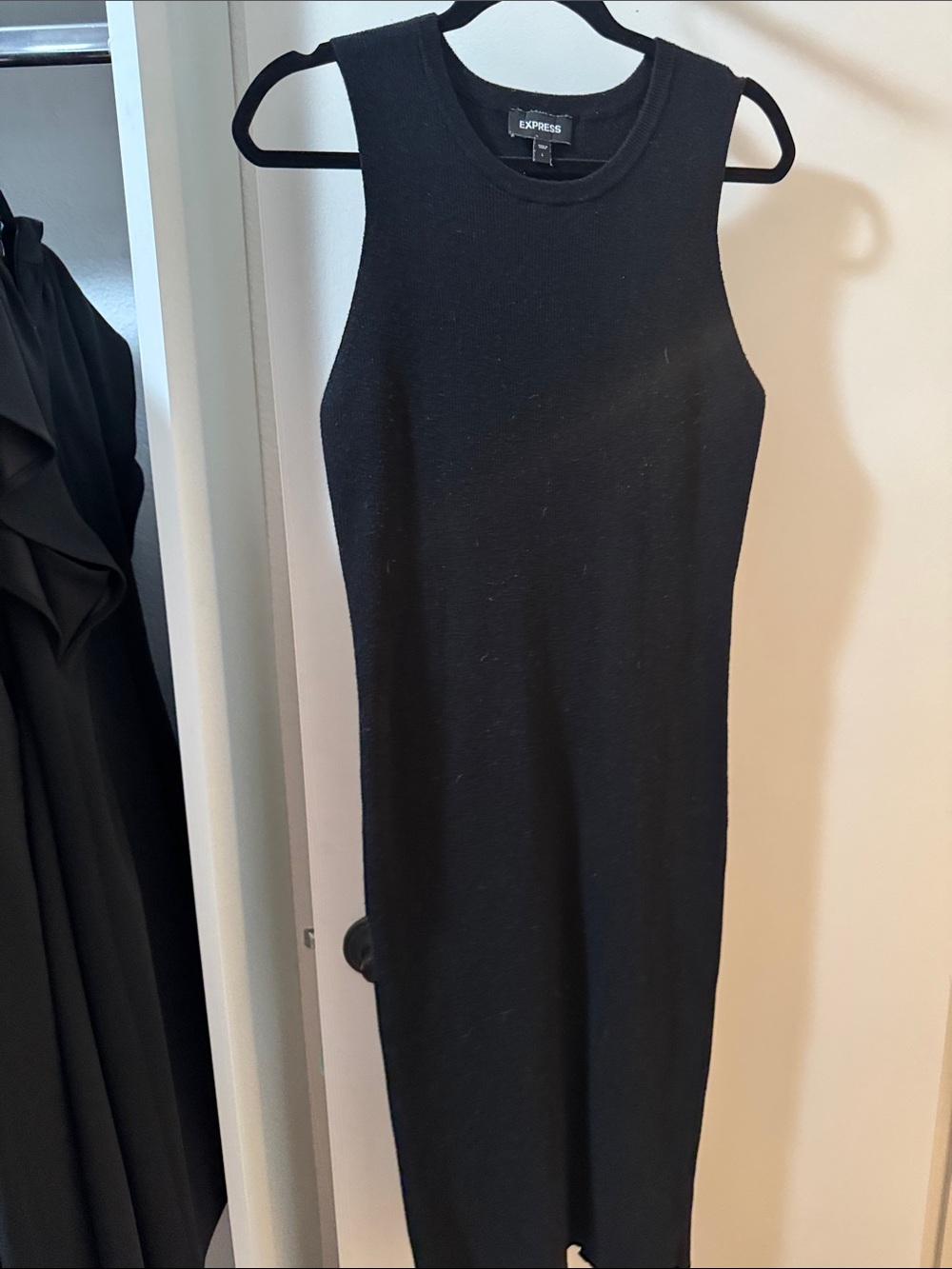 Express Black Sleeveless Ribbed Midi Dress